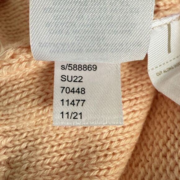 Loft Outlet Peach Puff Sleeve Spring Cardigan Sweater V-Neck Sz Large Short slvs - Picture 10 of 11